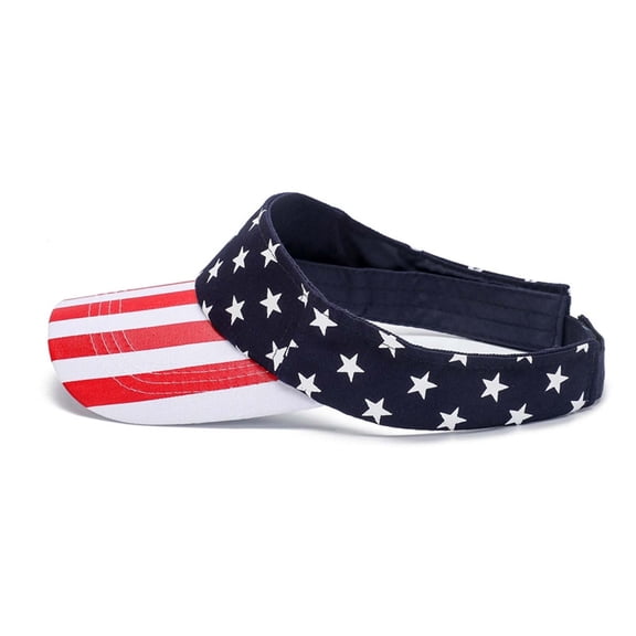 AZXY 4th of July 100% Cotton Star and Stripes Visor, Adjustable Sun Protection Hat for Summer Parades, Barbecues and Outdoor Events, Red White Blue