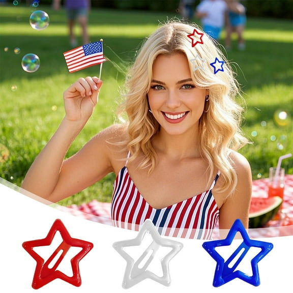 AZXY 4th July Accessories,Patriotic Hair Accessories,Red White and Blue Star American Flag Decorative Hair Accessorie for Fourth Of July,Independence Day Hair Clips