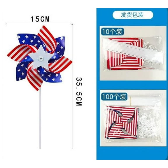 AZXY 4th of July Outdoor Decor,Patriotic Yard Signs,10pcs Red White and Blue 4th of July Decorations Flag Garden Wind Spinners Yard Outdoor Decor Memorial Day Independence Party Supplies