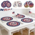 thumbnail image 1 of AZXY 4th of July Placemats Set of 4, 13.9x13.9 Inch Patriotic Gnome Stars Independence Day Round Table Mats Polyester Washable Heat Resistant for Kitchen Dining Party Home Decorations, 1 of 8