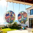 thumbnail image 1 of AZXY 4th of July Stained Glass Acrylic Puzzle Suncatcher, Patriotic Independence Day Window Hanging Decorations, Crystal Sun Catcher Indoor Outdoor DIY Craft Ornament Gift for Adults, 1 of 8