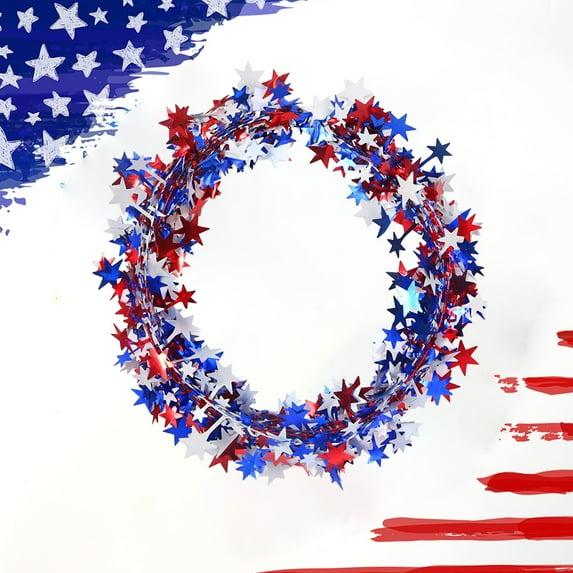 AZXY 4th of July Wreaths for Doors,Patriotic Wreath,Red White and Blue American Flag Independence Day Wreaths,Fourth of July Memorial Day Decorations Hanging