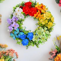 AZXY 4th of July Wreaths for Doors,Patriotic Wreath,Red White and Blue American Flag Independence Day Wreaths,Fourth of July Memorial Day Decorations Hanging