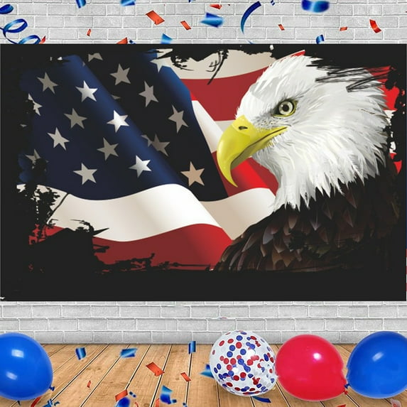 AZXY 4th of July Decor,Patriotic Decorations,Patriotic Memorial Day Flags Wall Decoration,Hanging Congratulations Photo Backdrops for Holiday Party