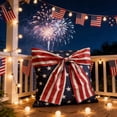 thumbnail image 1 of AZXY 4th of July Patriotic Bow Accent Throw Pillow Cover, Star & Stripe Cushion Case for Indoor & Independence Day Home Decor, 1 of 6