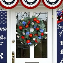 AZXY 4th of July Wreath,Patriotic Wreath,Independence Day Wreaths,Memorial Day Decorations