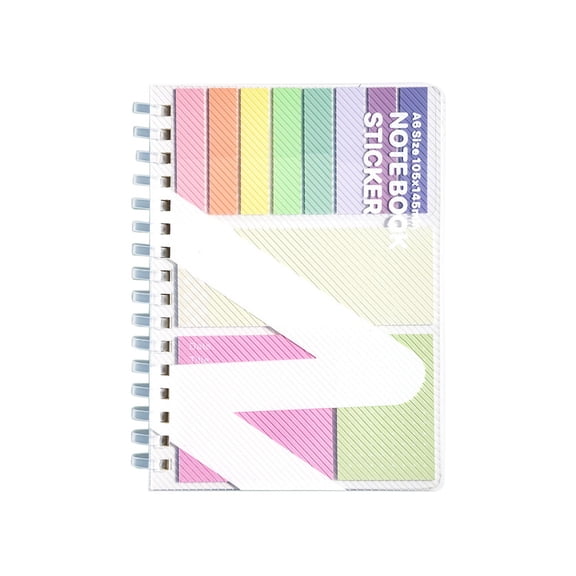 AZXY 5.70"x4.13"x0.59" Notebook, Ring Bound Composition Book With Sticky Note Graphic Cover, Neat Lined Inner Page Layout For Back To Study, Daily Planning And Business Note Taking Use, Green