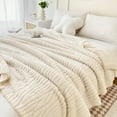 thumbnail image 1 of AZXY 60x80 Bed Blankets Clearance,Fleece Blanket Queen,Throw Blankets Under $25 for Adults,Solid Cotton Velvet Warm Fuzzy Soft Cozy Oversized Throw Blanket white, 1 of 9