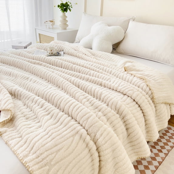 AZXY 60x80 Bed Blankets Clearance,Fleece Blanket Queen,Throw Blankets Under $25 for Adults,Solid Cotton Velvet Warm Fuzzy Soft Cozy Oversized Throw Blanket white