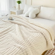 AZXY 70x80 Blankets for Beds Clearance,Soft Throw Blankets for Couch,Soft Fuzzy Blanket,Solid Cotton Velvet Warm King Size Blanket Comforter Washable White
