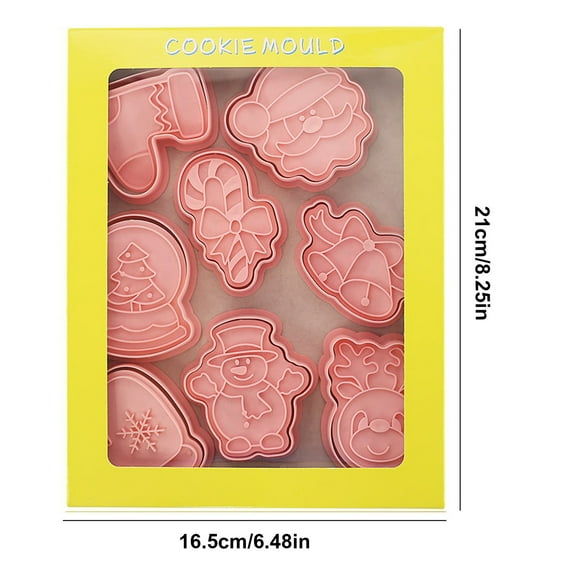 AZXY 8pc Christmas Cookie Molds,Christmas Biscuit Cutters Set Plastic,Cookie Molds for Baking,Home Kitchen Diy Baking Tools Clearance