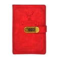 thumbnail image 1 of AZXY A5 Lockable Travelers Notebook, Password Secured Notepad Notebook, Deer Head Embossed Hard Cover For Back To Study, Travel, Daily, Red, 1 of 6