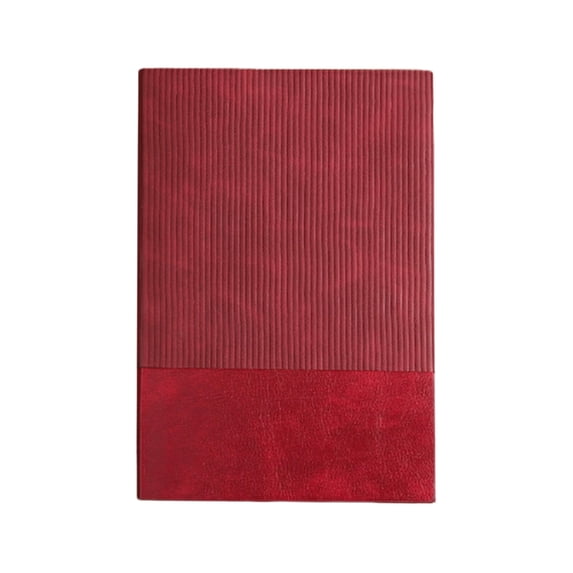 AZXY A5 Two-Tone Textured Composition Notebook, General Purpose Daily Notepad Notebook, Stripe Embossed Hard Cover for Back to Study, Commute, Office, Red