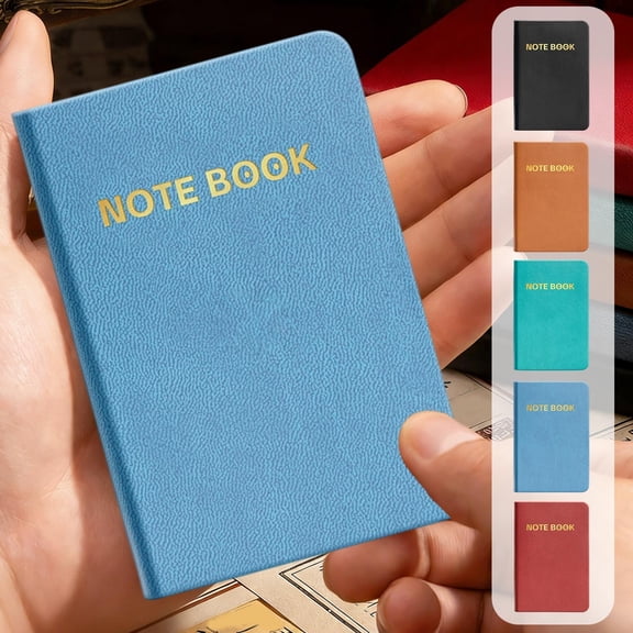 AZXY A7 Pocket Notebook, 4.2" x 2.8" Mini Compact Portable Leather Journal, Thick 196 Pages Small Notebook with Faux Leather Cover, Black