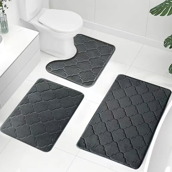 AZXY Bath Mat Set 3 Piece,Bathroom Rug Sets Clearance,Bathroom Mats Memory Foam,Non Slip Washable Bath Rug Sets Under $25