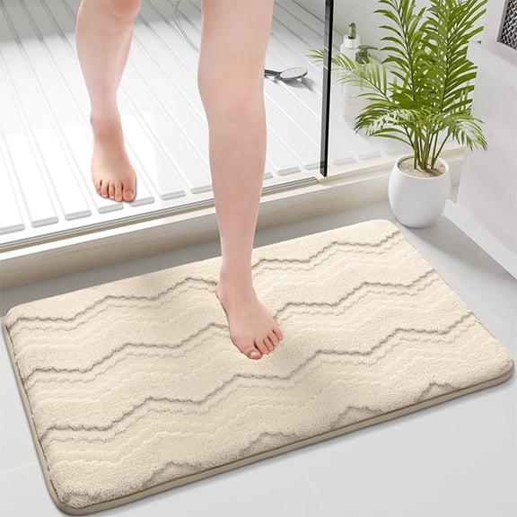 AZXY Bath Mats for Bathroom Floor,White Bathroom Mats,Absorbent Bathroom Rugs,Plush Washable Quick Dry Non Slip Bath Rugs Clearance
