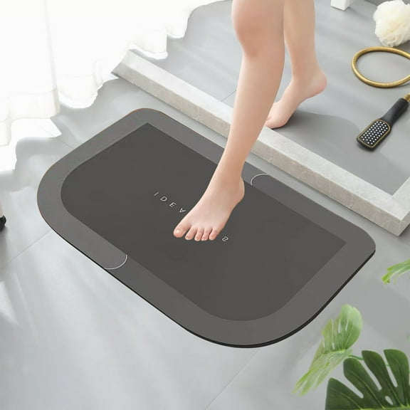 AZXY Bathroom Rugs Clearance,Bathroom Rugs and Mats,Gray Bath Mat,Washable Quick Dry Absorbent Non Slip Diatomite Stone Bath Mat Round