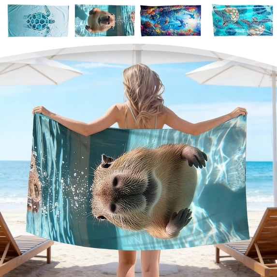 AZXY Beach Towel, Oversized Soft Thick Double Sided Velour Microfiber Underwater Dolphin Quick-Dry Sand Free Large Beach Towels Beach Blanket for Pool Seaside Cruise Vacation Essentials, 29.5"x59"