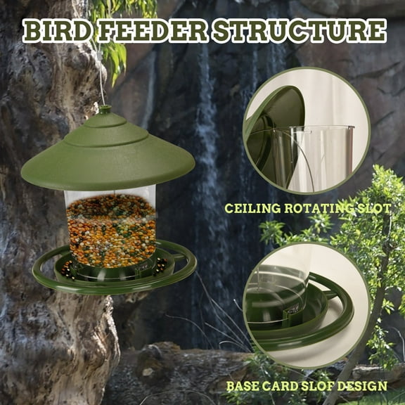 AZXY Bird Feeders Outdoor,Hopper Feeder,Wild Bird Feeder Squirrel Proof,Clear Birdfeeders Outside Hanging
