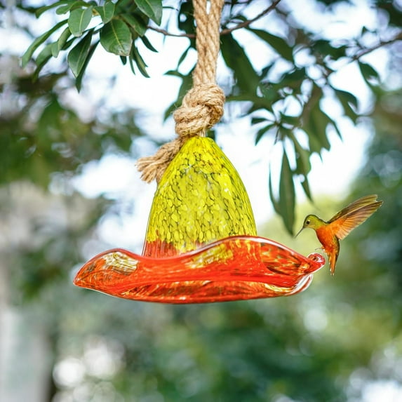 AZXY Bird Feeders Outdoor,Platform Feeders,Hummingbird Feeders Clearance,Glass Bird Feeder for Garden Yard Decorations