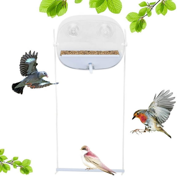 AZXY Bird Feeders Outdoor,Window Bird Feeders with Strong Suction Cups,Hanging Birdfeeder Clear Round for Garden Yard