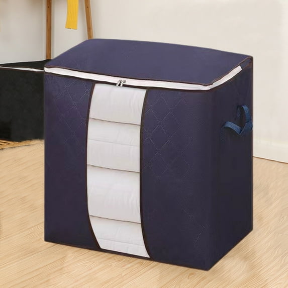 AZXY Blanket Storage Bags,Closet Organizer Bins,Heavy Duty Foldable Clear Blanket Containers for Large Blankets with Lid Zipper Handle,Storage Bins for Clothes