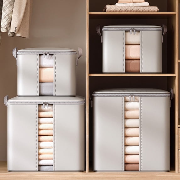 AZXY Blanket Storage Bags,Closet Organizer Bins,Storage Bins for Clothes,Foldable Clear Blanket Containers for Large Blankets with Lid Zipper Handle Clearance