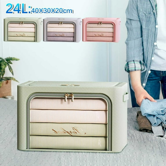 AZXY Blanket Storage Bags,Clothing Storage and Organization,Closet Organizer Bins,Foldable Clear Blanket Containers for Large Blankets with Lid Zipper Handle