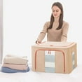 thumbnail image 1 of AZXY Blanket Storage Bags,Storage Bins for Clothes,Closet Organizer Bins,Cotton and Linen Foldable Clear Blanket Containers for Large Blankets with Lid Zipper Handle, 1 of 6