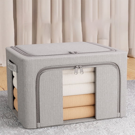 AZXY Blanket Storage Bags,Storage Bins for Clothes,Closet Organizer Bins,Foldable Blanket Containers for Large Blankets with Lid Zipper Handle Clear Window