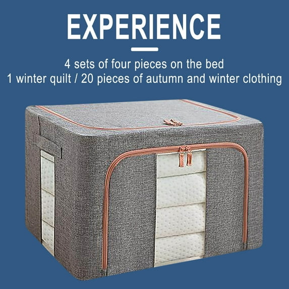 AZXY Blanket Storage Containers,Storage Bags for Clothes with Zipper,Closet Organizer Bins Fabric Folding,Stackable Blanket Containers for Large Blankets