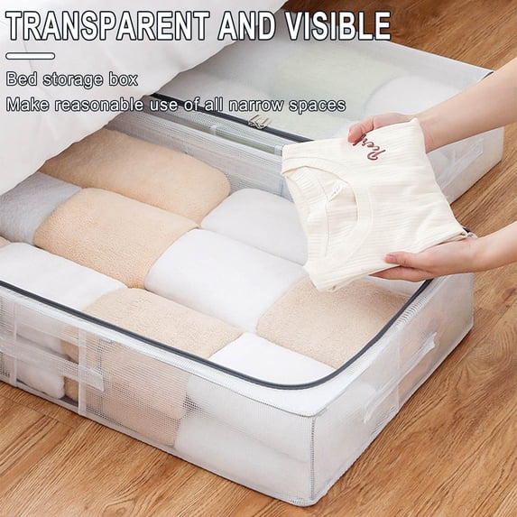 AZXY Blanket Storage Containers,Storage Bags for Clothes with Zipper,Closet Organizer Bins Fabric Folding,Stackable Clothing Storage Under Bed