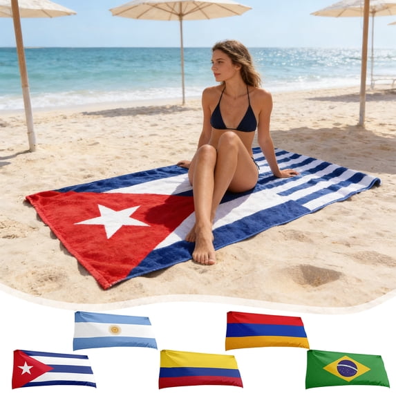 AZXY Brazil Flag Print Microfiber Beach Towel, Sand-Free Fast-Drying Towel for Summer Getaways and Fans