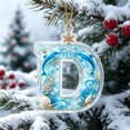 thumbnail image 1 of AZXY Christmas Ocean Themed Letter Acrylic Hanging Ornament, Seaside Snowflake Alphabet Pendant, Home Christmas Decorations, Personalized Holiday Keepsake for Xmas Tree Wreath Window, D, 1 of 7
