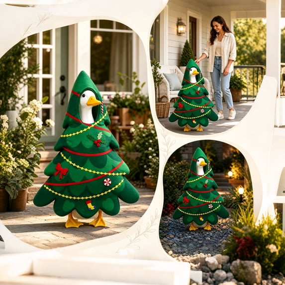 AZXY Christmas Porch Goose Outfit, 23" Goose Costume for Porch Goose, Goose Clothes for Cement Plastic Lawn Goose Statue, Goose Clothing Accessory, Christmas Decor for Yard Lawn Patio Garden Home