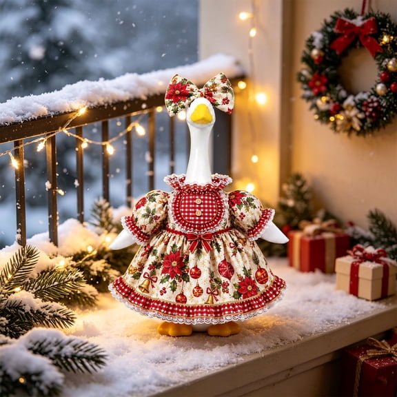 AZXY Christmas Porch Goose Outfit, 23" Porch Goose Clothes for Lawn Yard & Patio Decoration, Goose Clothing for Cement Plastic Goose Statue,Goose Clothes for Garden Porch Goose Figurine,Outdoor Decor
