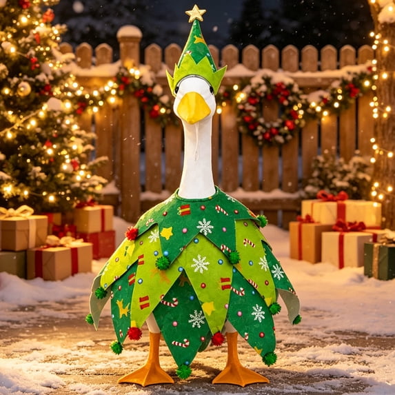 AZXY Christmas Porch Goose Outfits, Fits 23 Inch Porch Goose, Goose Clothes for Cement Plastic Goose & Goose Clothing, Winter Xmas Holiday Decor for Yard Patio Front Porch Garden