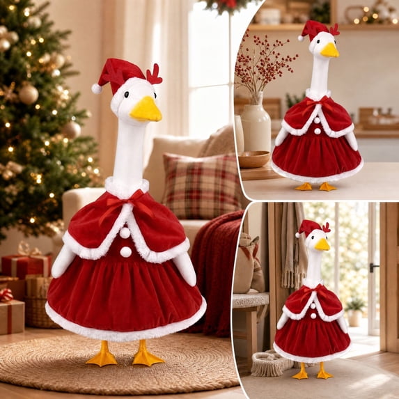 AZXY Christmas Porch Goose Outfits, Porch Goose Clothes, 23 Inch Goose Costume Dress for Cement & Plastic Porch Goose Statue, Duck Clothes, Outdoor Yard Lawn Patio Garden Porch Statue Decor
