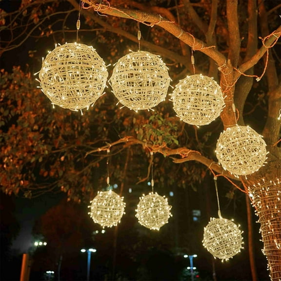 AZXY Christmas String Lights Outdoor Waterproof,Christmas Outdoor Lights Solar,Large Ball Decorative Garden Lantern for Tree,7.87"