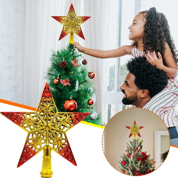 AZXY Christmas Topper, Plastic Christmas Tree Topper, Vintage Rustic Western Christmas Star Topper with Lights for Christmas Tree, Christmas Decoration, Indoor, Outdoor