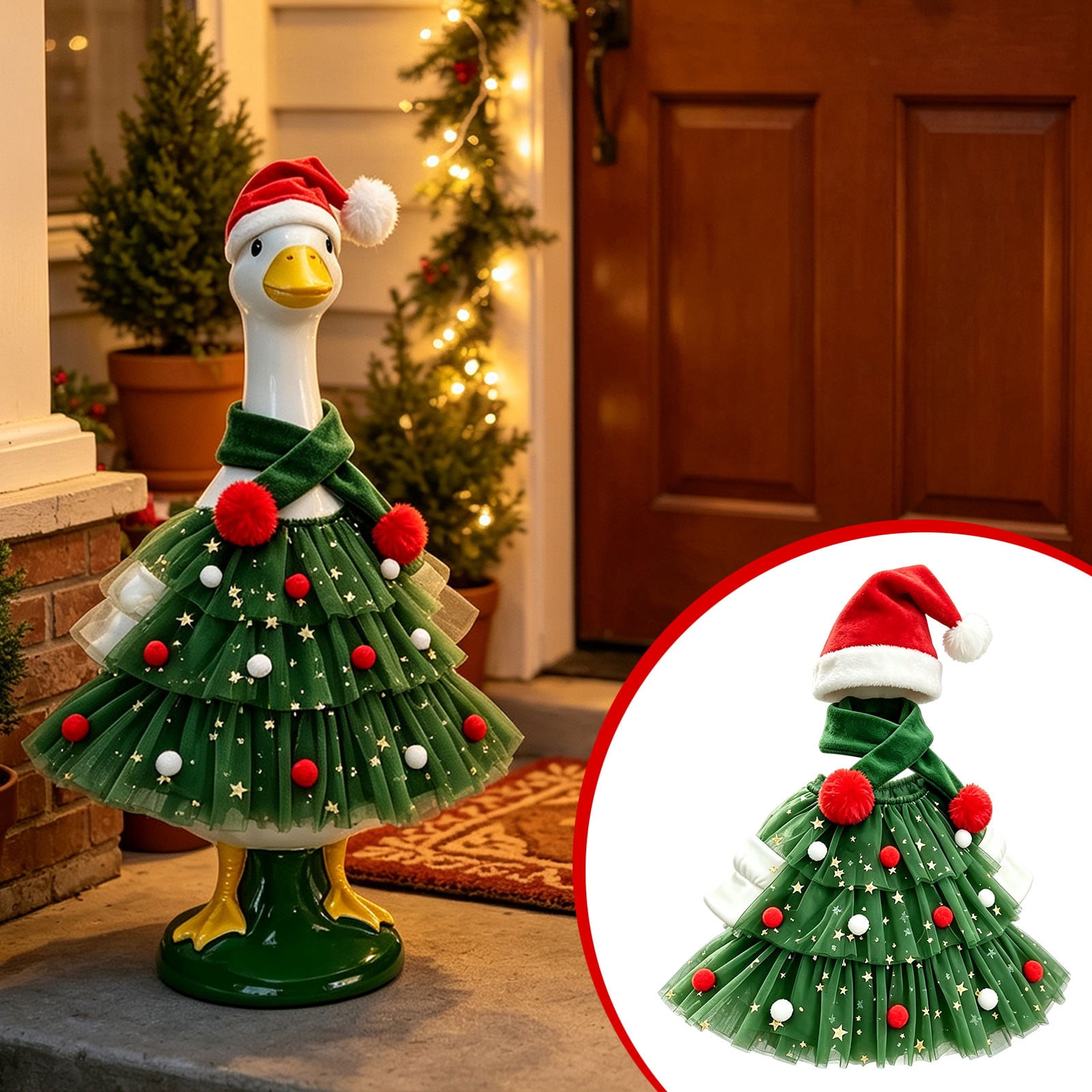 AZXY Christmas Tree Tulle Porch Goose Outfit, Clothes & Santa Hat ...