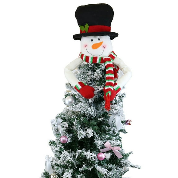 AZXY Clearance!Large Christmas Tree Topper Hat Christmas Snowman With Striped Scarf For Holiday Xmas Tree Decorations Party Supplies