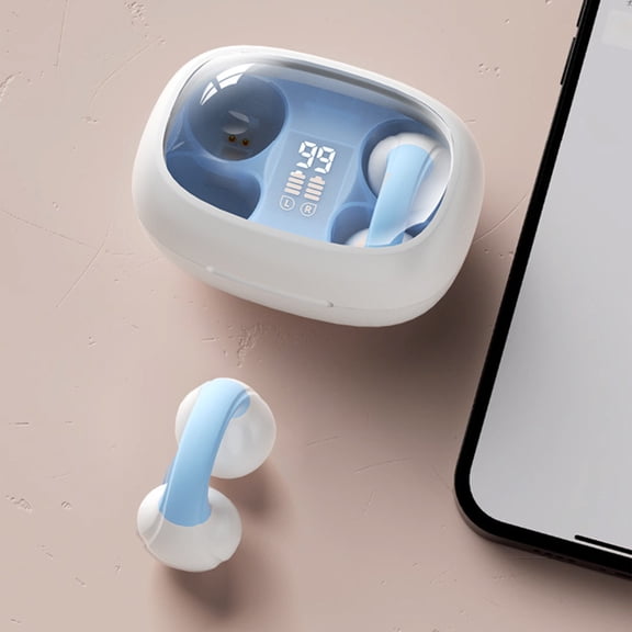 AZXY Wireless Bluetooth Clip On Bone Conduction Earphone, Open Ear Headphones with Charging Case, IPX5 Sweatproof Sport Earphones for Running and Gym