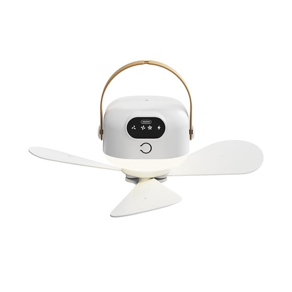 AZXY Convenient Hanging Rechargeable Ceiling Cooling Fan, 3-Speed Dimmable LED Remote Control USB Portable Tent Fan for Camping Bedroom Travel Indoor Outdoor Daily Use, White