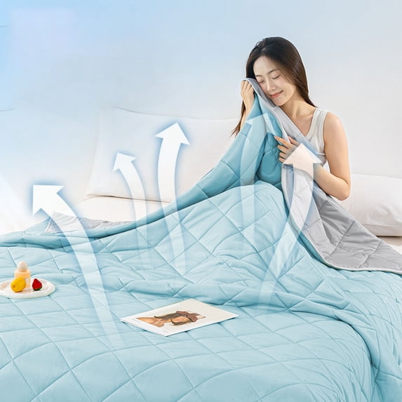 AZXY Cooling Comforter,Cooling Blankets Queen,Summer Comforter Lightweight,Cooling Blanket for Hot Sleepers,Blue Queen