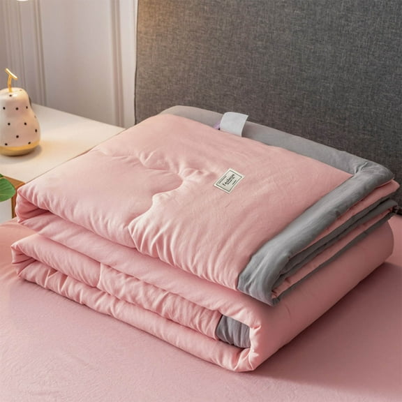 AZXY Cooling Comforter,Quilts for Queen Bed,Breathable Summer Quilt Queen Size,Lightweight Solid Cotton Quilt for Hot Sleepers,110x150cm,Pink