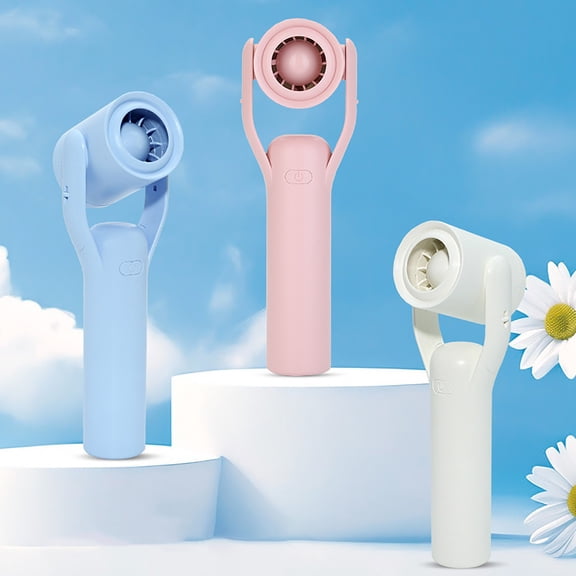 AZXY Cute Microphone Shape Mini Portable Handheld Fan, Macaron Color, High Speed USB Rechargeable, Quiet Personal Cooling Fan, Compact Small Fan for Concert Hiking Picnic Summer Use White