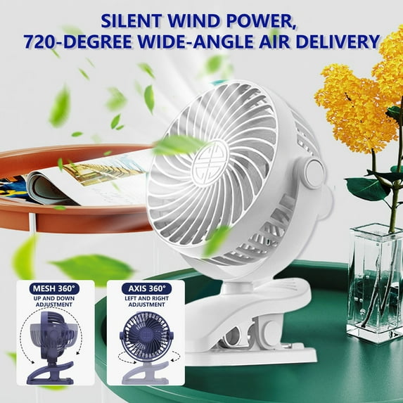 AZXY Desk Fan,Table Fans for Bedroom,Small Fans,Desktop Fans,Rechargeable Clip on Fans,Small Quiet Personal Tabletop Fans for Home