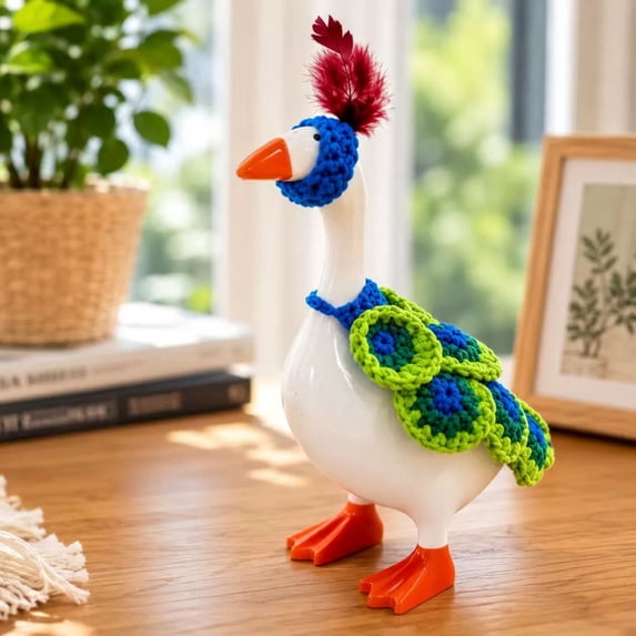 AZXY Desk Goose Outfit Costume Set, Decorative Outfit for 7 Inch Cement & Plastic Porch Goose Statue, Slip‑on Goose Clothing Accessories, Seasonal Decor for Tabletop Desk Home Indoor Display