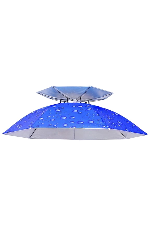 Double-layer Umbrella Hat, Head Mounted Umbrella Hat, Wind Permeable Sun Rain Dual Use Head Wear for Angling Lovers, Outdoor Workers and Garden Enthusiasts, Dark Blue